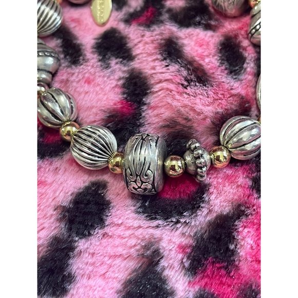 Season's Vintage Style Charmed‎ Gold Slate Silver Glass Beaded Stretch Bracelet - Picture 4 of 7